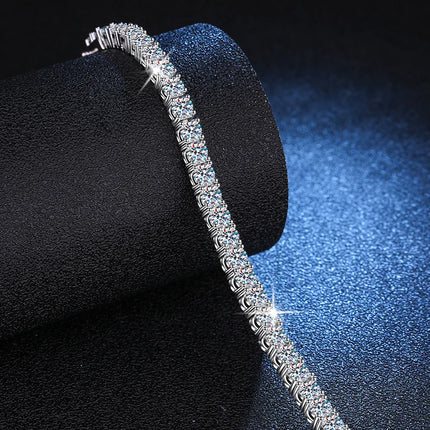 Women's Full-Row Moissanite Bracelet - PT950 Platinum, High Quality, 0.1Ct Each Stone, 17cm/18cm Size