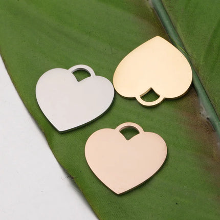 20pcs 20mm 25mm 304 Stainless Steel gold steel Color Heart Charms Pendant For Jewelry Making DIY Jewelry Findings