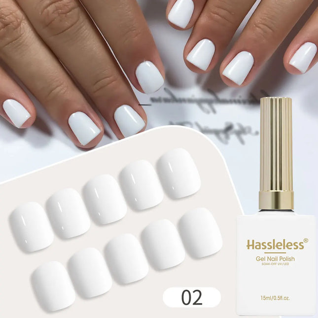 Hassleless Single-Pack White Gel Nail Polish - Long-Lasting Shine, Easy to Apply, 15ml Each, Suitable for Home and Nail Salons, Nail Tools, Nail Gel Polish, Suitable for All Seasons, Classic Color Range, Perfect for DIY Nail