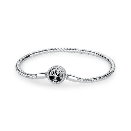Original 925 Sterling Silver Bracelets Bangles Love Heart Clip Charms Beads Snake Chains For Women Rose Gold DIY Luxury Jewelry