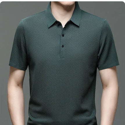 Brand Clothes Summer New Men's Short Sleeve T-shirt Ice Silk Cool and Breathable POLO Shirt Business Casual Sweat-absorbing Top