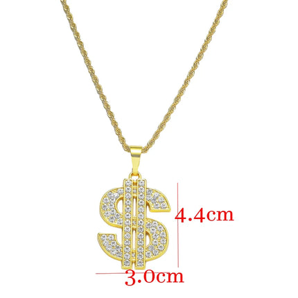Dollar Sign Necklace 80s 90s Costume Big Fake Money Pendant Hip Hop Rapper Punk Jewelry for Men Halloween Party Accessories