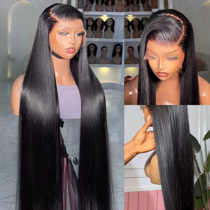 Ossilee 250 Density Pull Go Glueless Wigs with Elastic Drawstring Straight 13x6 HD Lace Front Human Hair Wigs Pre Cut Lace Wig