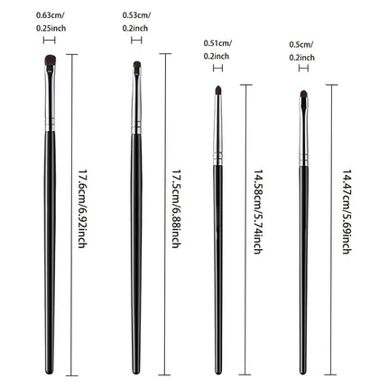 4 pieces of eyeshadow blending brushes, eye shadow brushes with silkworm details, delicate and soft makeup tools