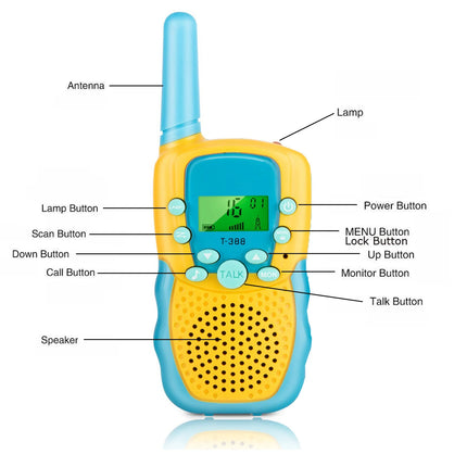 Walkie Talkies for Kids 22 Channels 2 Way Radio Toy with Backlit LCD Flashlight 3 Miles Range for Outside Camping Hiking