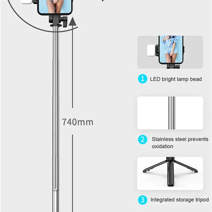Cell Phone Selfie Stick Tripod Bluetooth Remote Wireless Selfi Stick Phone HolderStand with Beauty Fill Light for Phone