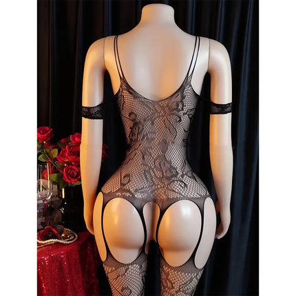 Crotchless body Stocking Toy Adult Restraint Underwear Fishnet Body Bondage Embroidered Pantyhose Sex Games Forwomen/men/couples