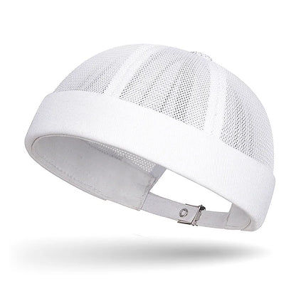 Summer Brimless Melon Skin Hat with Adjustable Hip Hop Men's and Women's Ruff Landlord Hat, Simple Breathable Mesh Tang Hat