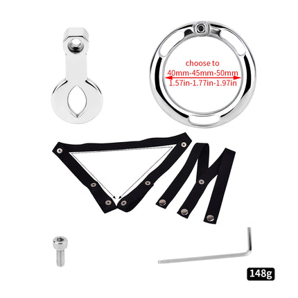 QKKQ Stainless Steel Sissy Men Flat Chastity Cage With Urethral Orifice Loyalty Belt Penis Bondage Adult Game For Men Asceticism