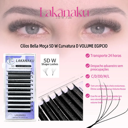 LAKANAKU Fio 5W Shaped Eyelashes Extension 6 Trays Volume Egipcio Soft Individual Premade Volume Fans Cilios Lashes