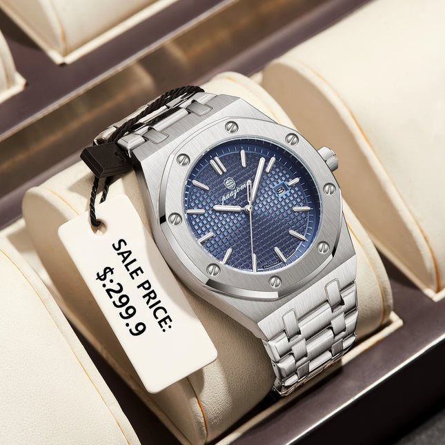 PAAZOMU Luxury Business Watches for Men Date Week Stainless Steel Quartz Man Watch Waterproof Luminous Fashion Men's Wristwatch