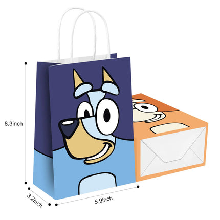 6/12Pcs Bluey Theme Gift Bag Set Bingo Anime Children's Birthday Party Biscuit Candy Packaging Bag Gifts Storage Party Supplies