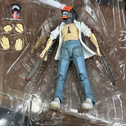 Chainsaw Man Denji Articulated Action Figure Boxed Collectible Pvc Model 16cm White Open Shirt Anime Statue For Adult Collection