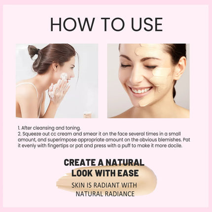 Repair CC Cream Natural Concealer Waterproof Smear-Proof Repair Whitening Skin Moisture Replenishment Liquid Foundation Makeup