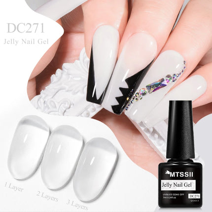 Jelly Gel Nail Polish Sheer Translucent Semi Permanent Soak Off UV Gel Varnish For Summer Nails Manicure Nail Supplies DIY Decor