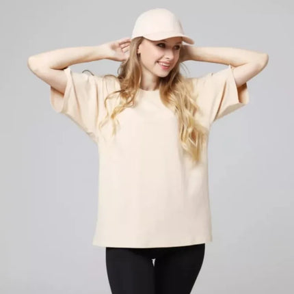 100% Cotton Solid T-shirts Summer Casual Women Sporty Short Sleeve Tees Fashion White Black Clothing Loose O-Neck Female Tops