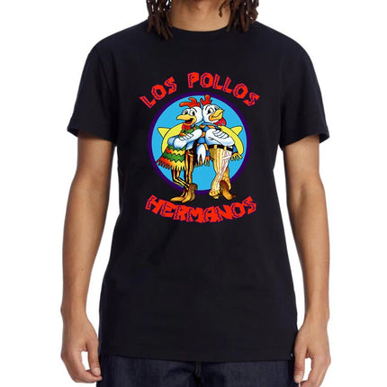 Summer Men's High Quality LOS POLLOS Hermanos Funny Printed T-Shirt Casual Cotton Breathable T-shirt Chicken Brothers Tees Top