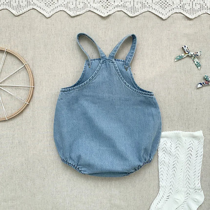 2025 Baby Boy Girl Romper Cowboy Sleeveless Jumpsuit Toddler Baby Boy Girl Romper Solid Color Boy Casual Costume Baby Romper
