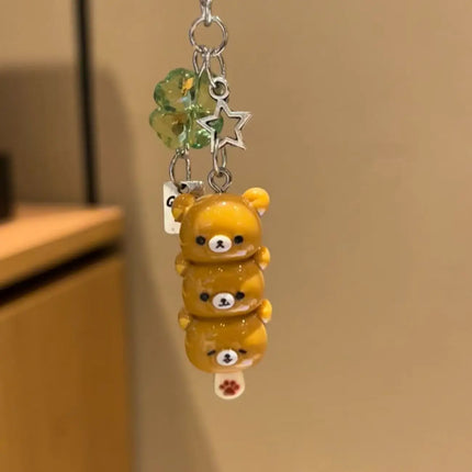 Kawaii Rilakkuma Easy Bear Keyrings Lazybear Doll Keychains Bag Clothing Puller Phone Rope Necklace Accessories Pendants Gift