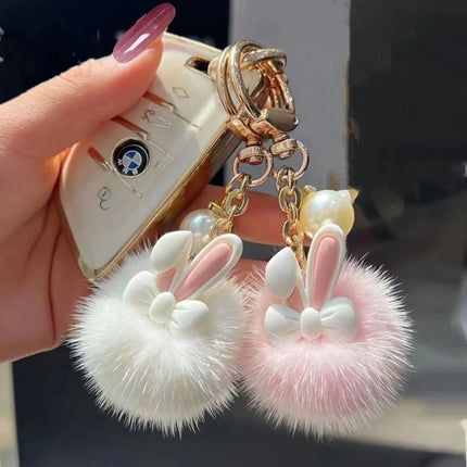 Korean Dopamine Influencer Cute Bunny Tiktok Doll Bag Plush Keychain Pendant Hairball