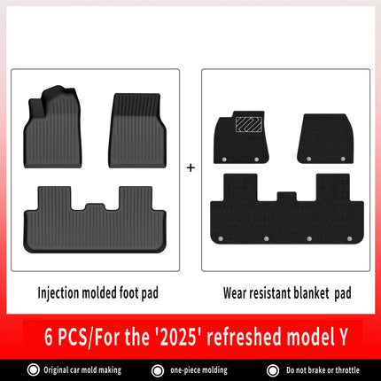 For New Tesla Model Y Launch 2025+ Juniper 2025+ TPE Floor Mats & Cargo Liner, All Weather Trunk Mats Floor Liner Backrest Mats