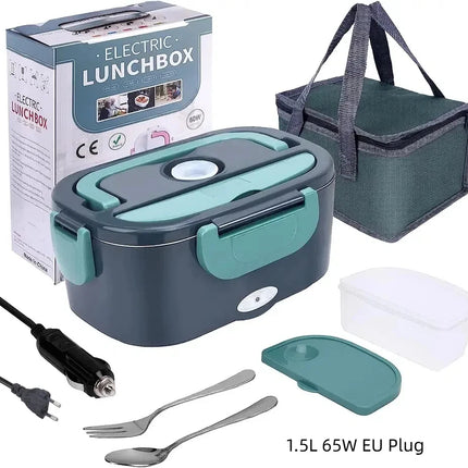 HOMEFISH 1.5 L 60W Electric Lunch Box Food Warmer Portable Food Heater for Car Or Home - Leak Proof 304 Stainless Steel Liner