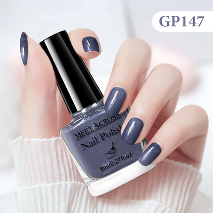 MEET ACROSS 8ml Glass Bottle Water-Based Peel Off Nail Polish Spring Summer Colorful Glitter Nail Art Varnish No Need Lamp