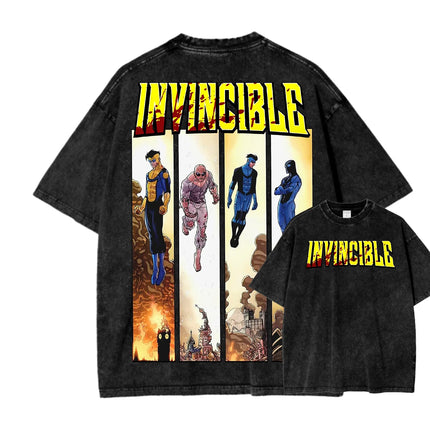 Invincible Washed T-shirt 2026 New Model personality Clothes shirt Year round clothing Streetwear Trendy high quality Breathable