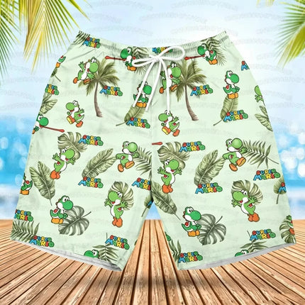 Summer Quick-Drying Beach Shorts Yoshi Mario Printed Swimming Pools Gyms and Outdoor Sport Shorts for Beach