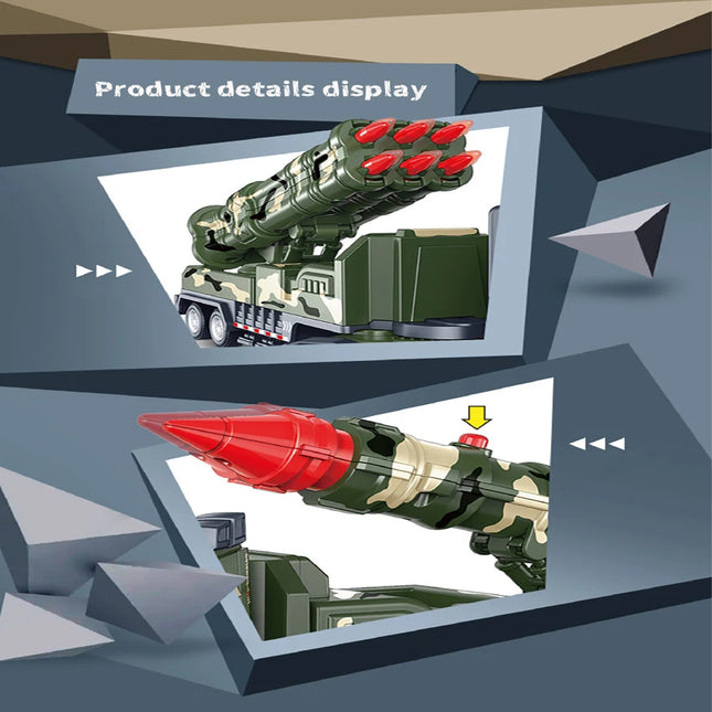 1pcs-Simulated Inertial Military Towing Truck Rocket Missile Vehicle Nuclear Cannon Model Children's Toy Car Birthday Gift