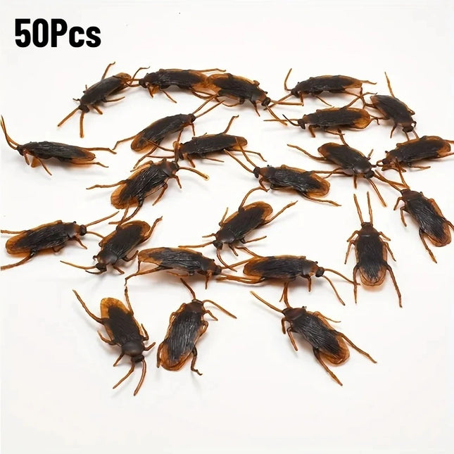 50/100pcs Artificial Cockroach Realistic Fake Roach Insects Novelty Trick Props Prank Toy Gags Practical Jokes Toys for Kids