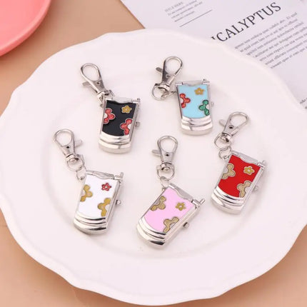 1 Piece Fashion Retro Cute Backpack Pendant Flip Phone Keychain Watch Hanging Watch Creative Gift