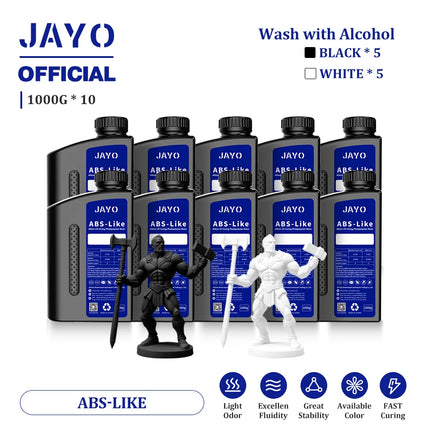 JAYO Standard/ABS-Like/PA-Like/High Temp/Though Resin 10KG 395-405nm UV Curing  Photopolymer Rapid Resin for LCD/DLP 3D Printer