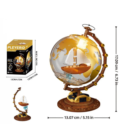 Space series creative globe building block assembly model with light MOC desktop ornaments children's learning educational toys