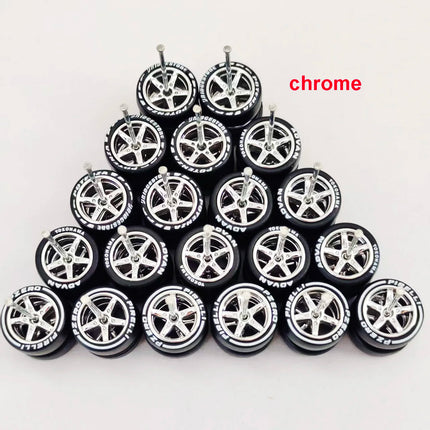 10 Sets 11/12/13/14/17mm 1/64 Alloy Car Wheels Rubber Tires W Axle for HW/Matchbox/Domeka/Evo 1:64 Car Model SUV Off Road Truck