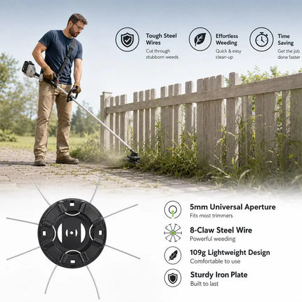 8-Claw Steel Wire Grass Trimmer Head Lightweight Universal Weed Eater Replacement Head For Electric Lawn Trimmer Weeder