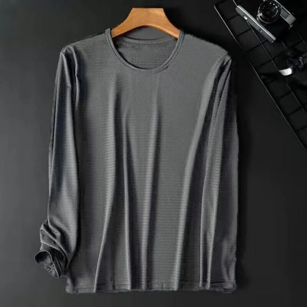 Ice Silk Long Sleeve T-Shirt Men's Summer Thin Mesh Breathable Sun Protection Quick Dry Outdoor Construction Base Shirt Air C...
