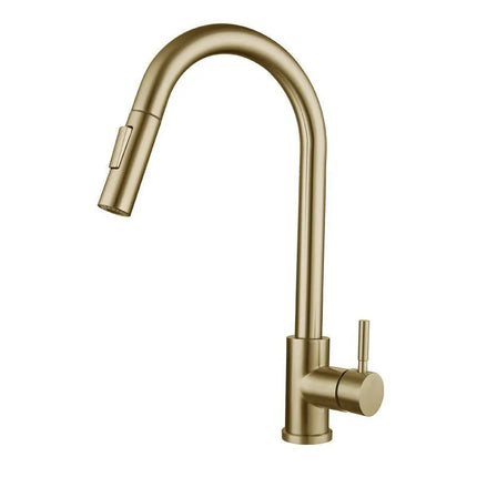 Stainless steel kitchen pull-out faucet hot and cold rotate retractable kitchen sink faucet