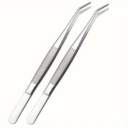 1/2/5pcs Stainless Steel Multi-Purpose Tweezers Perfect For Nail Art, Dental Crystals Cotton Picking,Dental Oral Mirror Care Kit