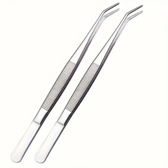 1/2/5pcs Stainless Steel Multi-Purpose Tweezers Perfect For Nail Art, Dental Crystals Cotton Picking,Dental Oral Mirror Care Kit