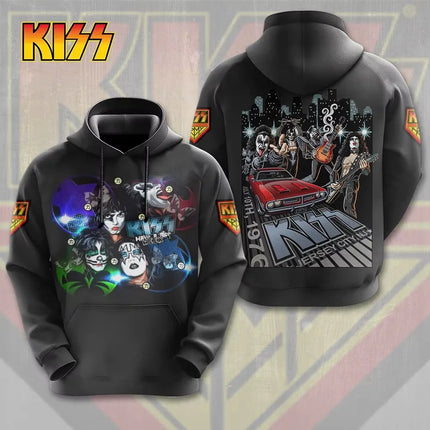 Vintage Kiss Band Graphic 3D Print Autumn/Winter Men Hoodies Casual Oversized Pullover Trend Hoodie Sweatshirt Men Clothing