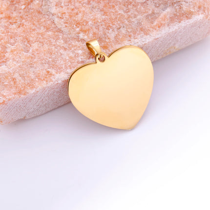 5pcs Mirror Polished Stainless Steel Blank Heart Tag Charms For DIY Making Jewelry Necklace Pendant Lettering Customized Logo