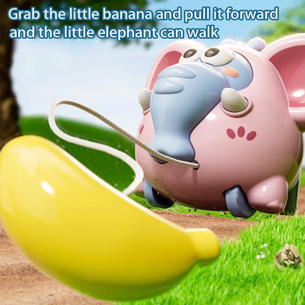 Children's Pull-String Banana Elephant Winding Toy, Wind-Up Scooter, Creative Cartoon Cute Animal Pull-String Baby Crawling Toy