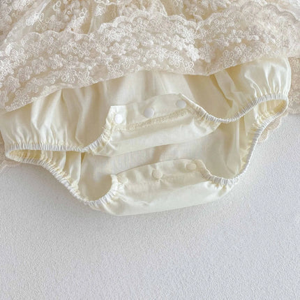 6075 Baby Clothes Romper Skirt 2025 Summer Baby Princess Dress Lace Short Sleeve Toddler Climbing Clothes
