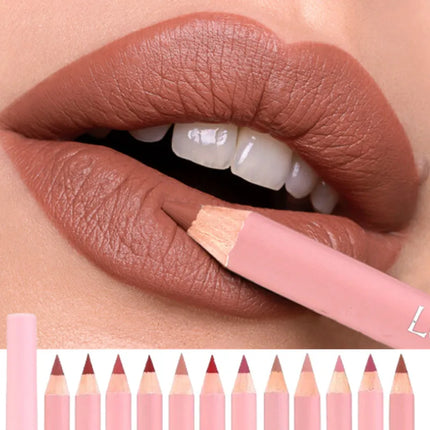 Nude Brown Lip Liner Pencil Lipstick Matte Smooth Waterproof Lipliner Long Lasting Non-stick Cup Lipstick Pen Beauty Makeup