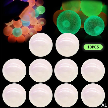 5/10Pcs Luminous Sticky Squeeze Balls Glow In Dark Wall Toss Toy Stress Relief Sensory Ornament