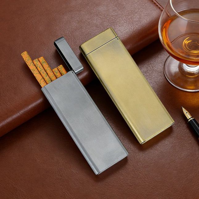 Portable Cigarette Case Metal Cigarette Storage Container for Trave Outdoor Holds 5 Ultra Slim Cigarettes Tobacco Accessories