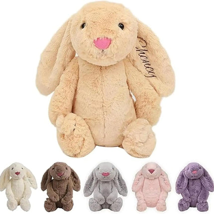Personalized Cute Plush Bunny Super Soft Custom Stuffed Animal with Embroidered Name on Ear Ideal for Birthday Kid Children Gift