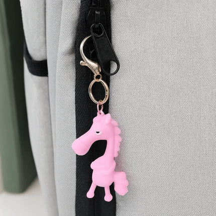 Funny Cartoon Horse Keychain Cold-Hearted Simulation Black Horse Bag Ornament Decorative Hanging Car Pendant Car