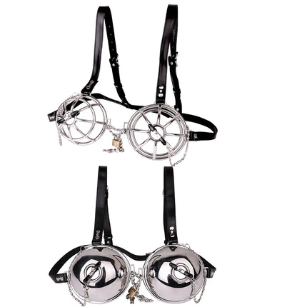 QKKQ Breast Cover With Nipple Clamp Nipples Covers Female Chest Hood Harness Metal Bra Teat Clips BDSM Sex Toys For Women 18+